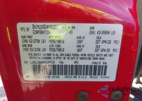 2004 Jeep Liberty Limited Edition из США, поврежденный, VIN 1J4GL58K04W104719